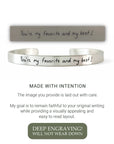 Client example of Memorial cuff bracelet in silver