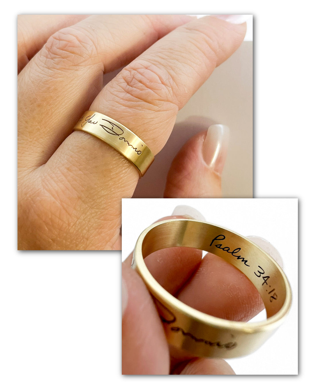 Sarah Ring | Custom Handwriting Brass Memorial Ring – Scripted Jewelry