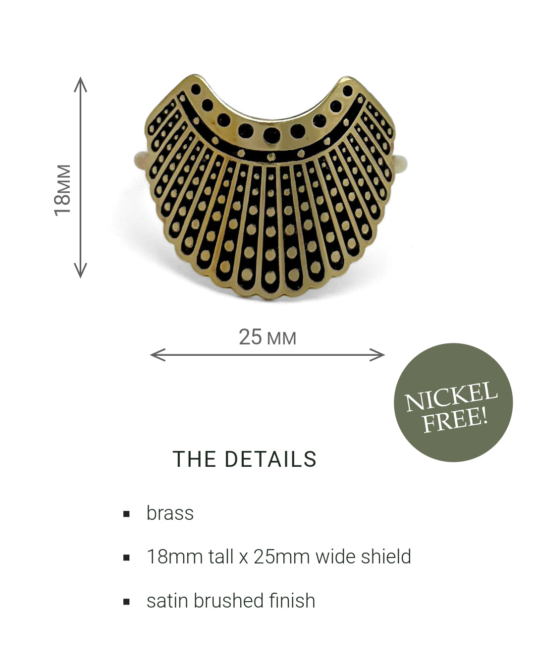 Brass ring with RBG dissent collar design