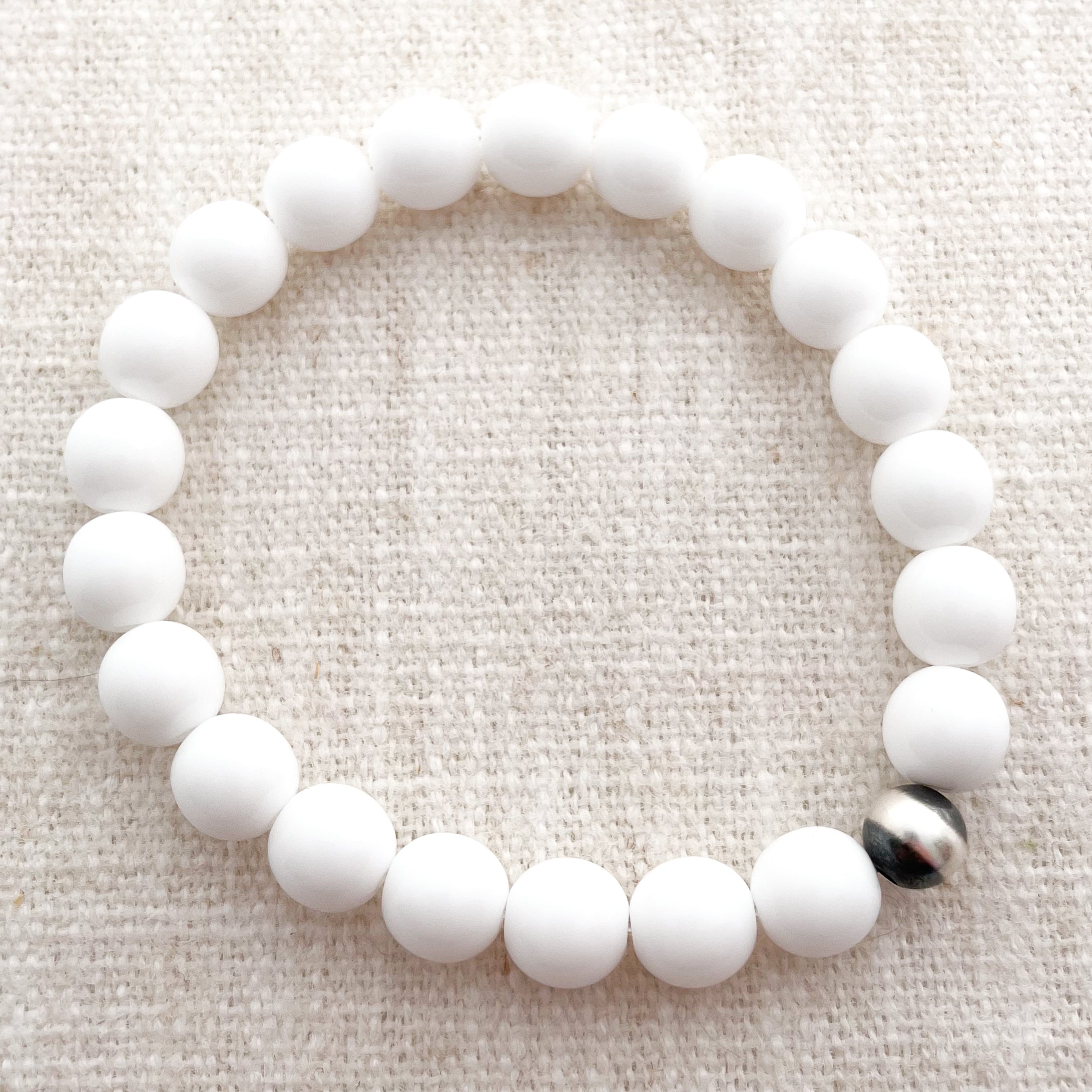 White Glass Sutton Bracelet | Heavy Weight Bracelet | Scripted Jewelry