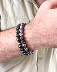 Amethyst Sutton Bracelet | Sterling Silver | Heavy Genuine Gemstone Stretch Bracelet | Beaded Bracelet for Stacking | House of Jaco