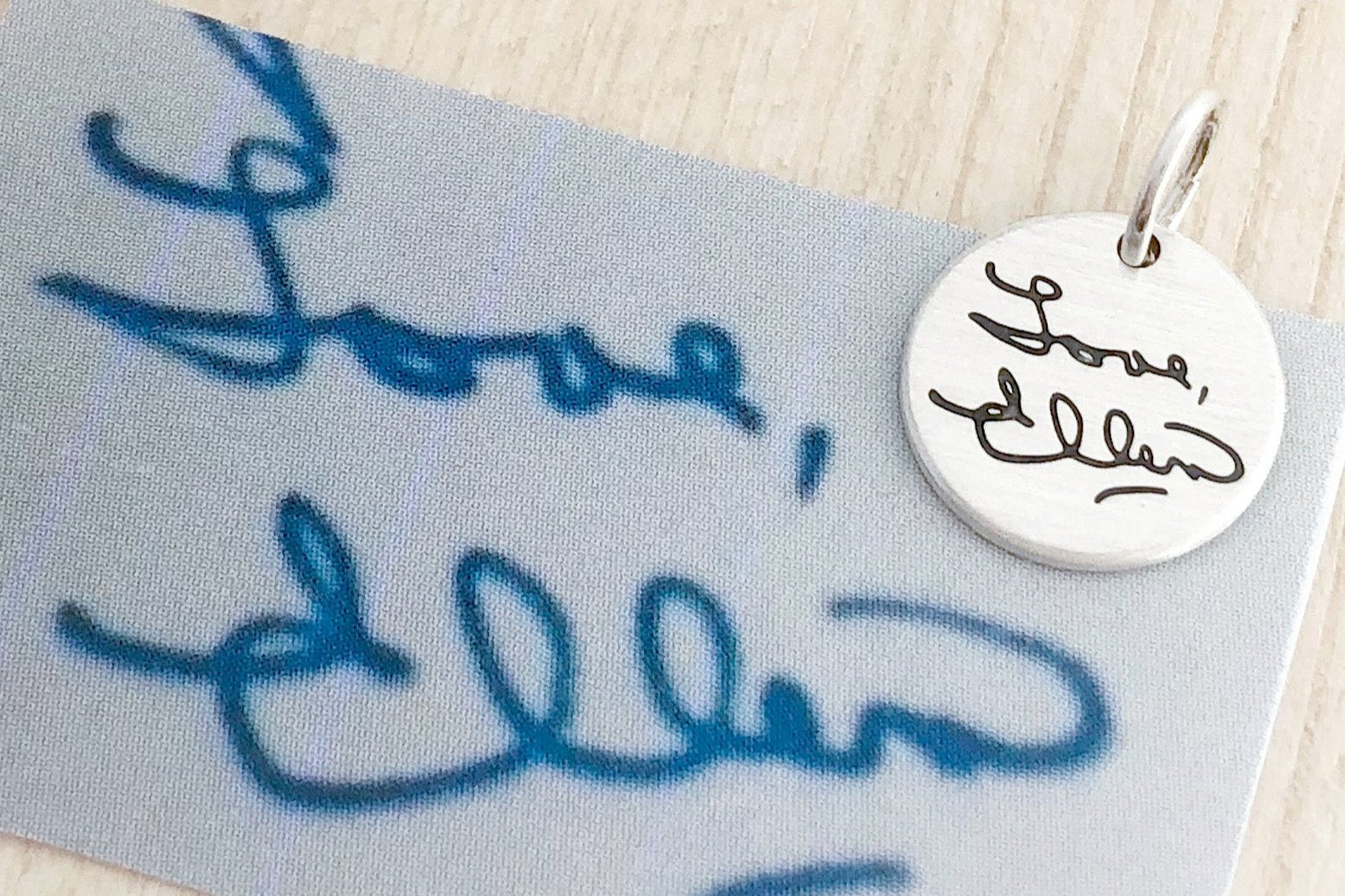 Madison Necklace | Tiny Round Handwriting Pendant | Engraved WIth Your Own Signatures, Doodles and Fingerprints | House of Jaco