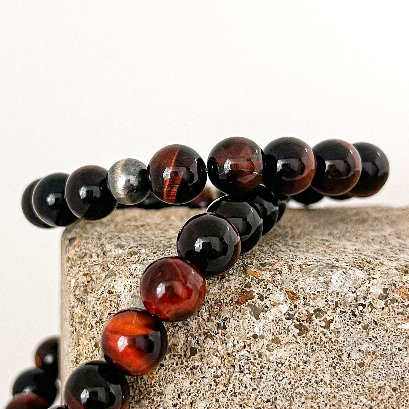 Red Tiger&#39;s Eye Sutton Bracelet | Sterling Silver | Genuine Gemstone | Stacking Stretch Bead Bracelet | Gift for Her | House of Jaco 
