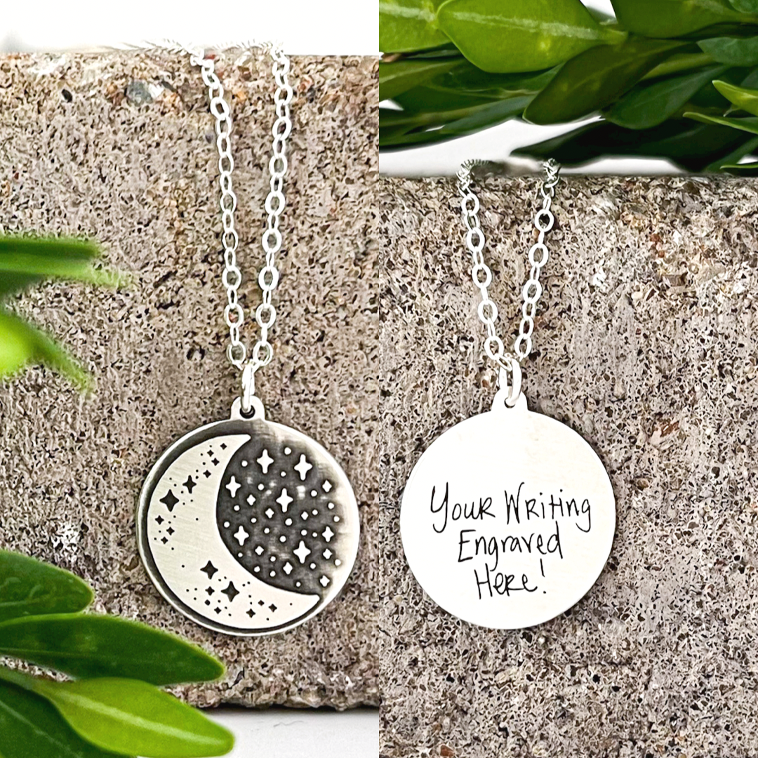 Engraved moon hot sale necklace