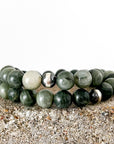 Green Jasper Sutton Bracelet | Gemstone Layering Bracelet | Heavy Bracelet Unisex | Stretch Gemstone Bracelet | House of Jaco