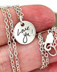 Madison Necklace | Tiny Round Handwriting Pendant | Engraved WIth Your Own Signatures, Doodles and Fingerprints | House of Jaco
