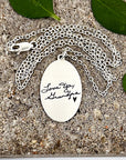 Rita Necklace | Memorial Jewelry Engraved With Your Handwriting, Fingerprints and Doodles | Oval Pendant | Scripted Jewelry