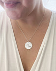 Lucy Necklace | Large Round Handwriting Pendant Engraved With Your Own Signatures, Doodles and Fingerprints | Scripted Jewelry