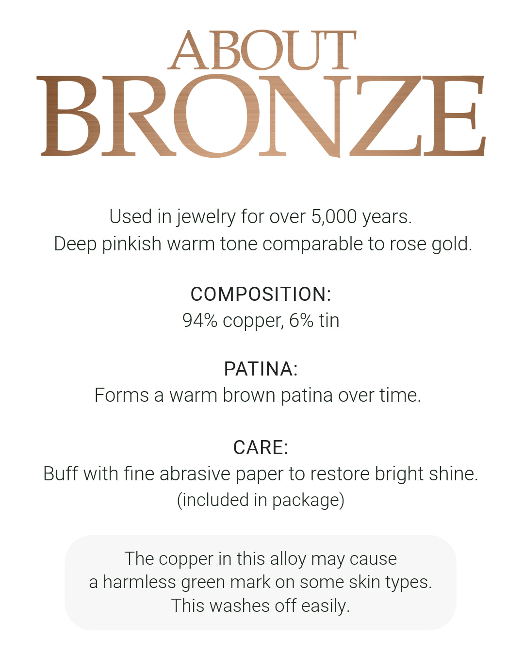Information about bronze used in jewelry