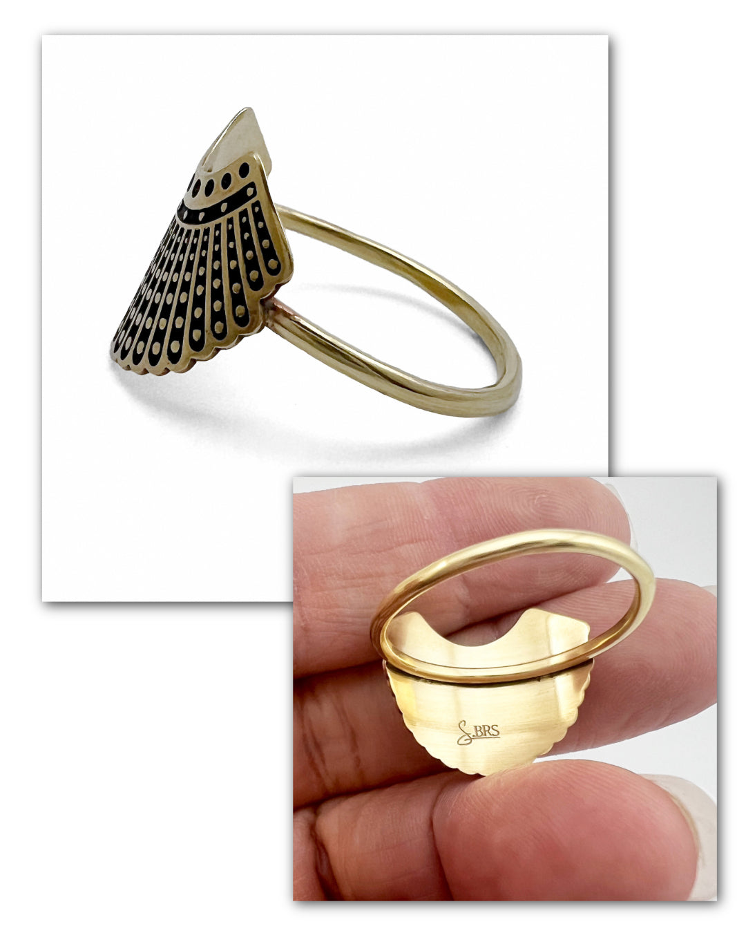 Feminist jewelry ring honoring Ruth Bader Ginsburg
