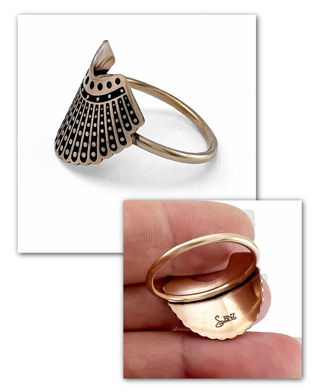 Feminist protest ring in bronze