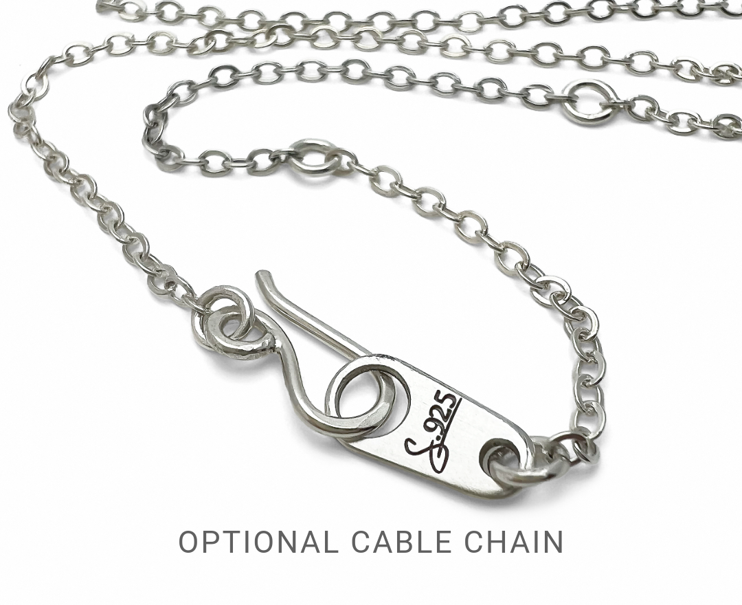 optional silver cable chain | Scripted Jewelry