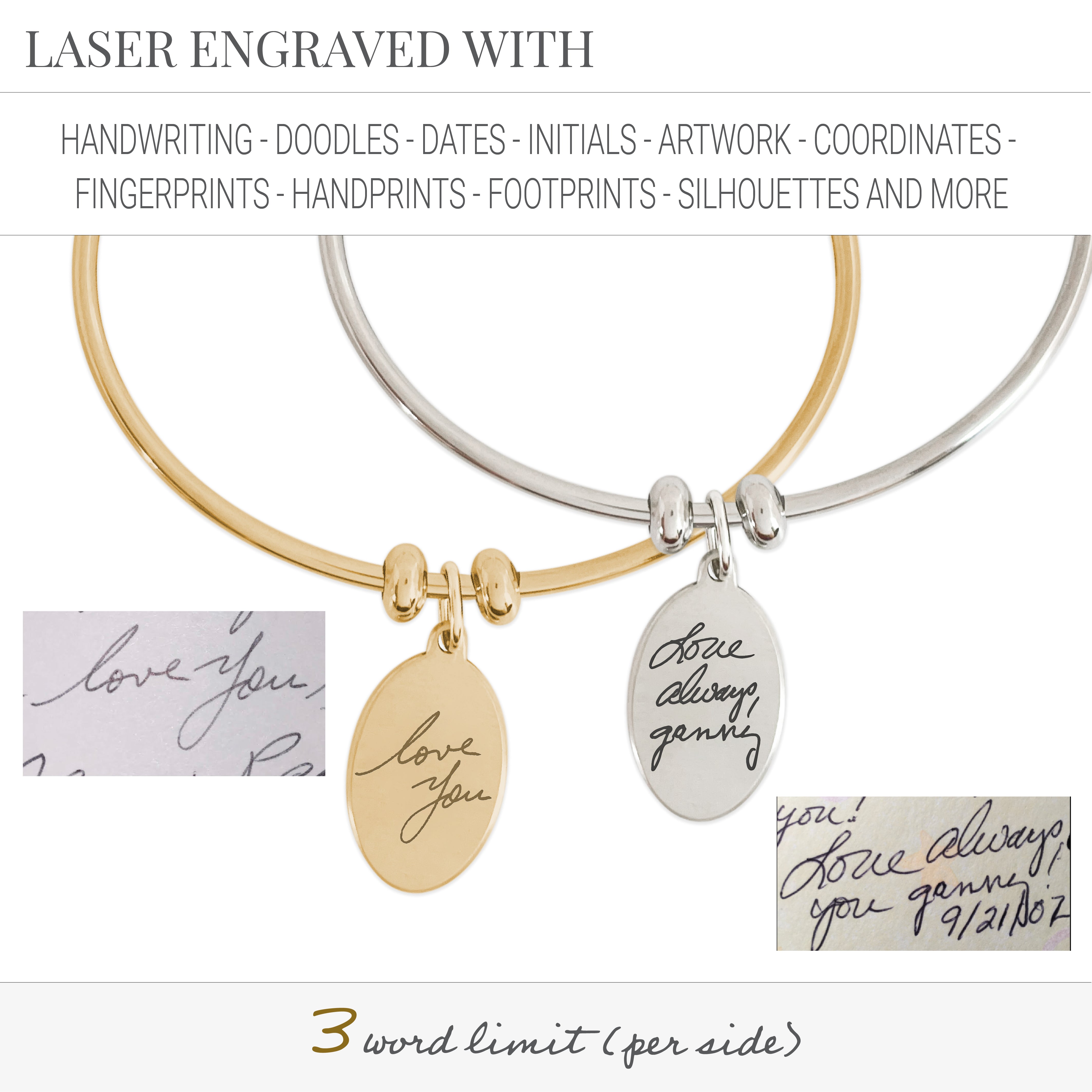 Callie Bracelet | Actual Engraved Jewelry | Scripted Jewelry 