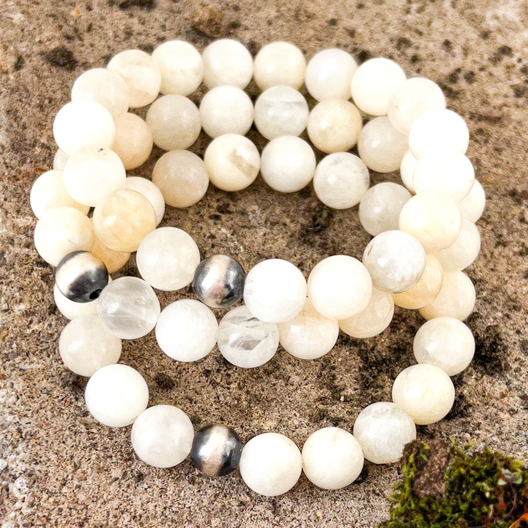 Sutton Bracelet | Natural Moonstone | Unisex Healing Crystal | Gemstone Stretch Bracelet | House of Jaco | Scripted Jewelry