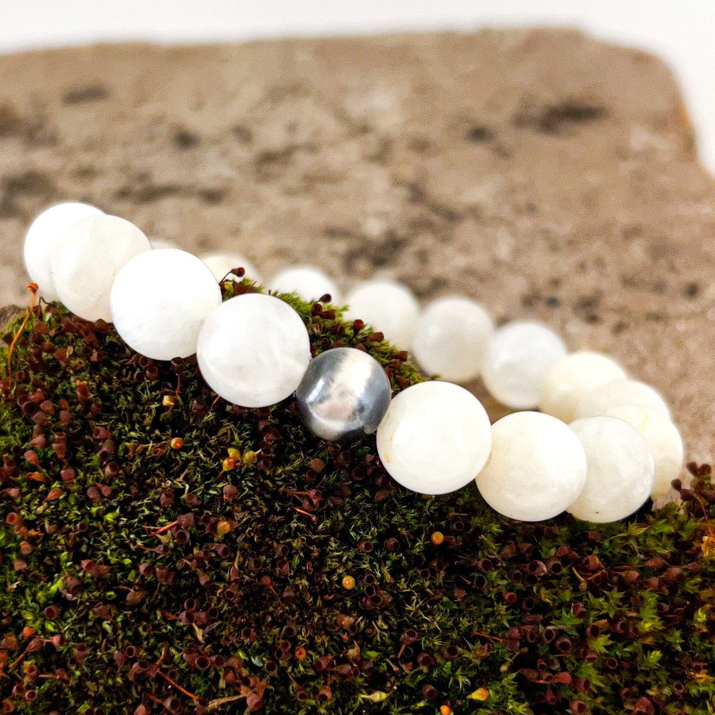 Sutton Bracelet | Natural Moonstone | Unisex Healing Crystal | Gemstone Stretch Bracelet | House of Jaco | Scripted Jewelry