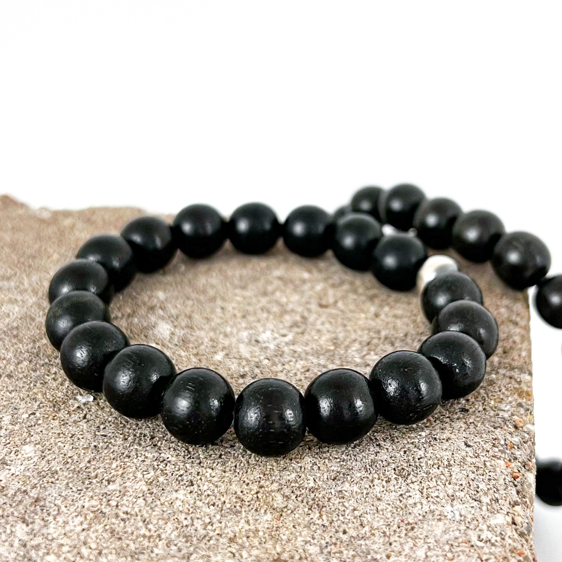 Sutton Bracelet | Ebony Wood Beads | Unisex Healing Crystal | Gemstone Stretch Bracelet | House of Jaco | Scripted Jewelry