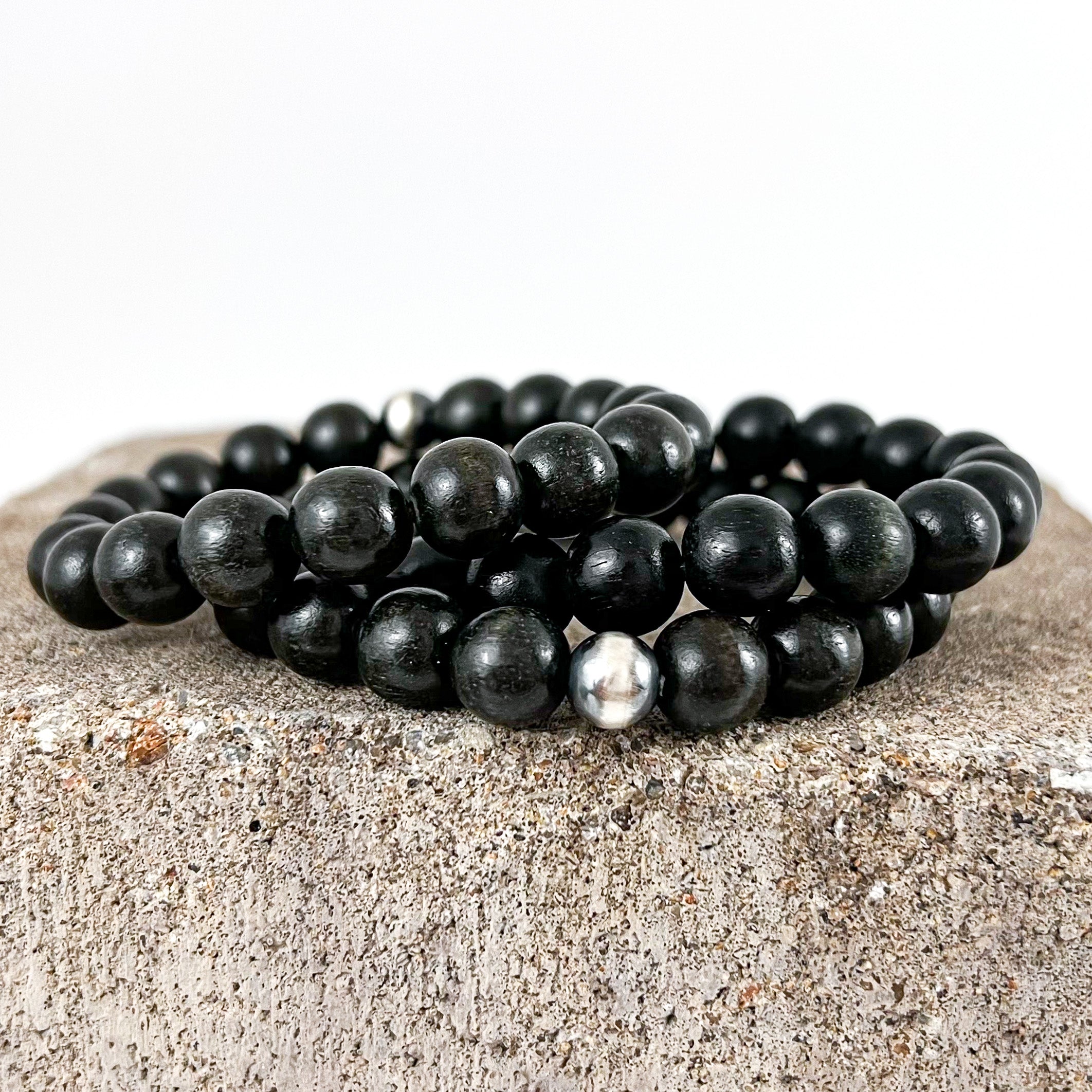 Sutton Bracelet | Ebony Wood Beads | Unisex Healing Crystal | Gemstone Stretch Bracelet | House of Jaco | Scripted Jewelry