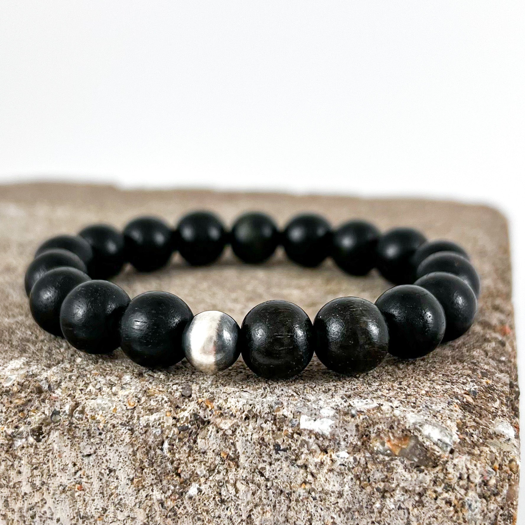 Sutton Bracelet | Ebony Wood Beads | Unisex Healing Crystal | Gemstone Stretch Bracelet | House of Jaco | Scripted Jewelry