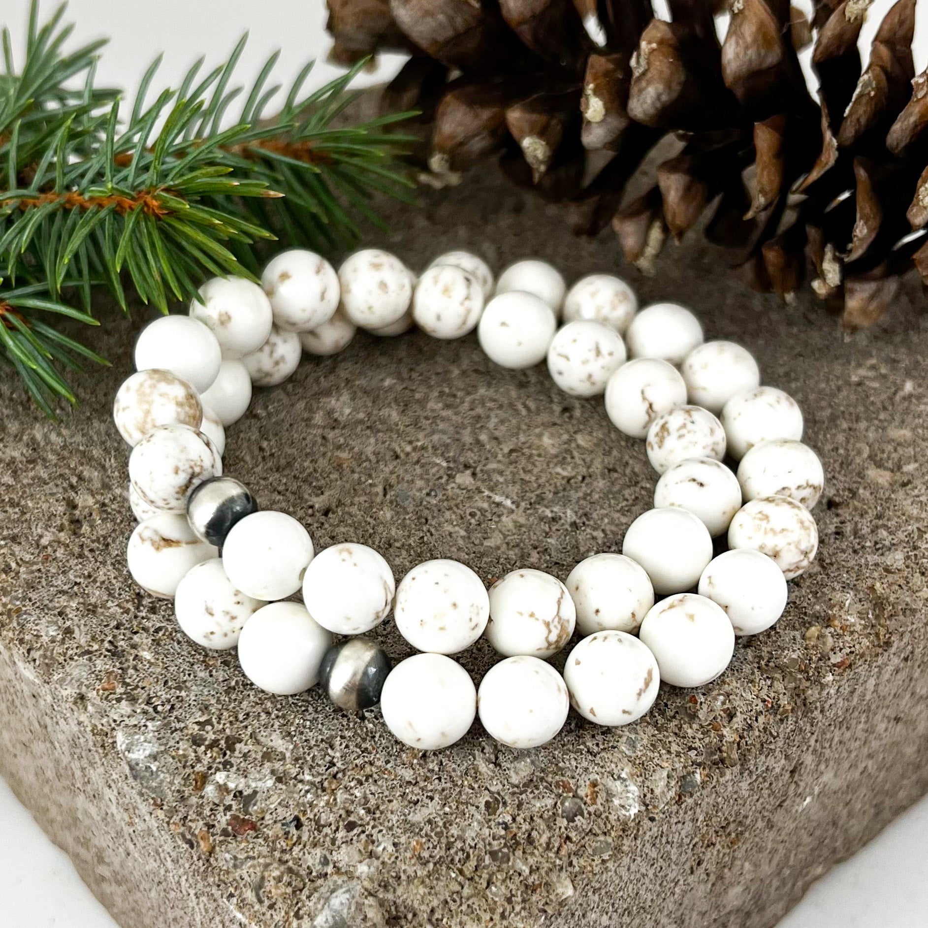 Sutton Bracelet | Magnesite Beads | Unisex Healing Crystal | Gemstone Stretch Bracelet | House of Jaco | Scripted Jewelry