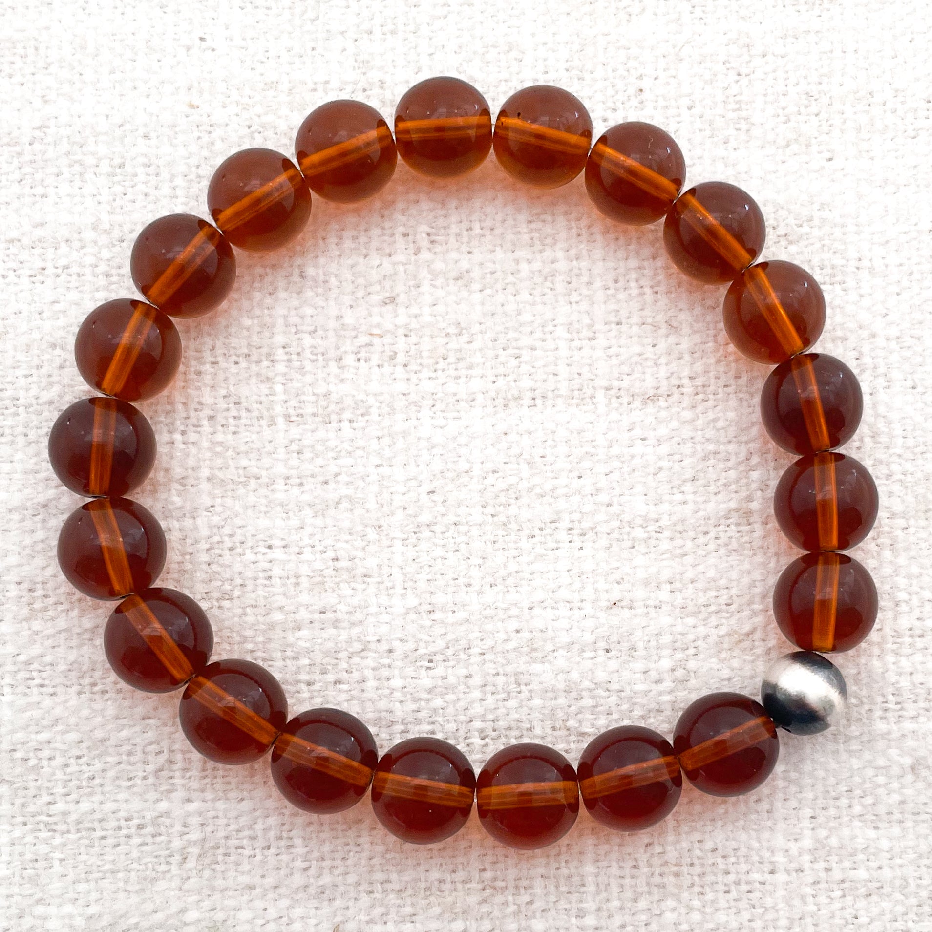 Amber Glass Sutton Bracelet | Sterling Silver Bead| Scripted Jewelry
