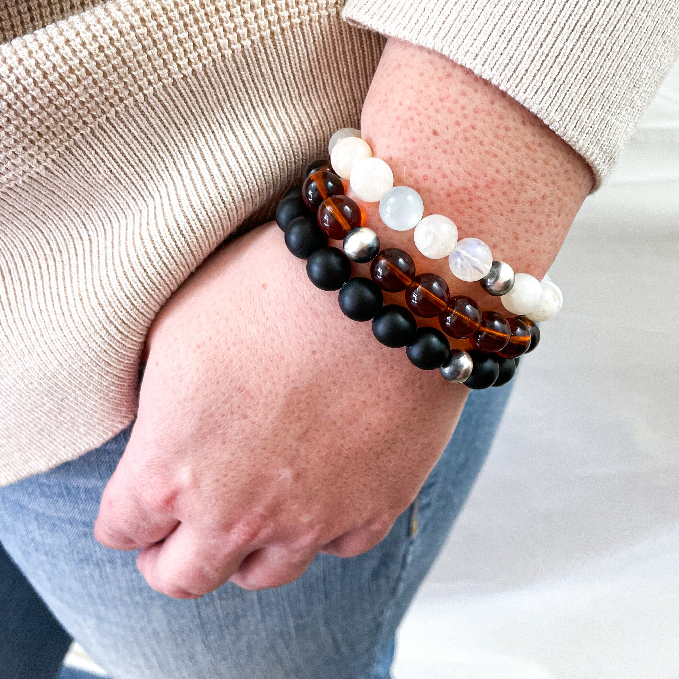 Sutton Bracelet | Magnesite Beads | Unisex Healing Crystal | Gemstone Stretch Bracelet | House of Jaco | Scripted Jewelry