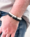 Black Glass Sutton Bracelet | Man Modeled Wrist Wear Jewelry | Scripted Jewelry
