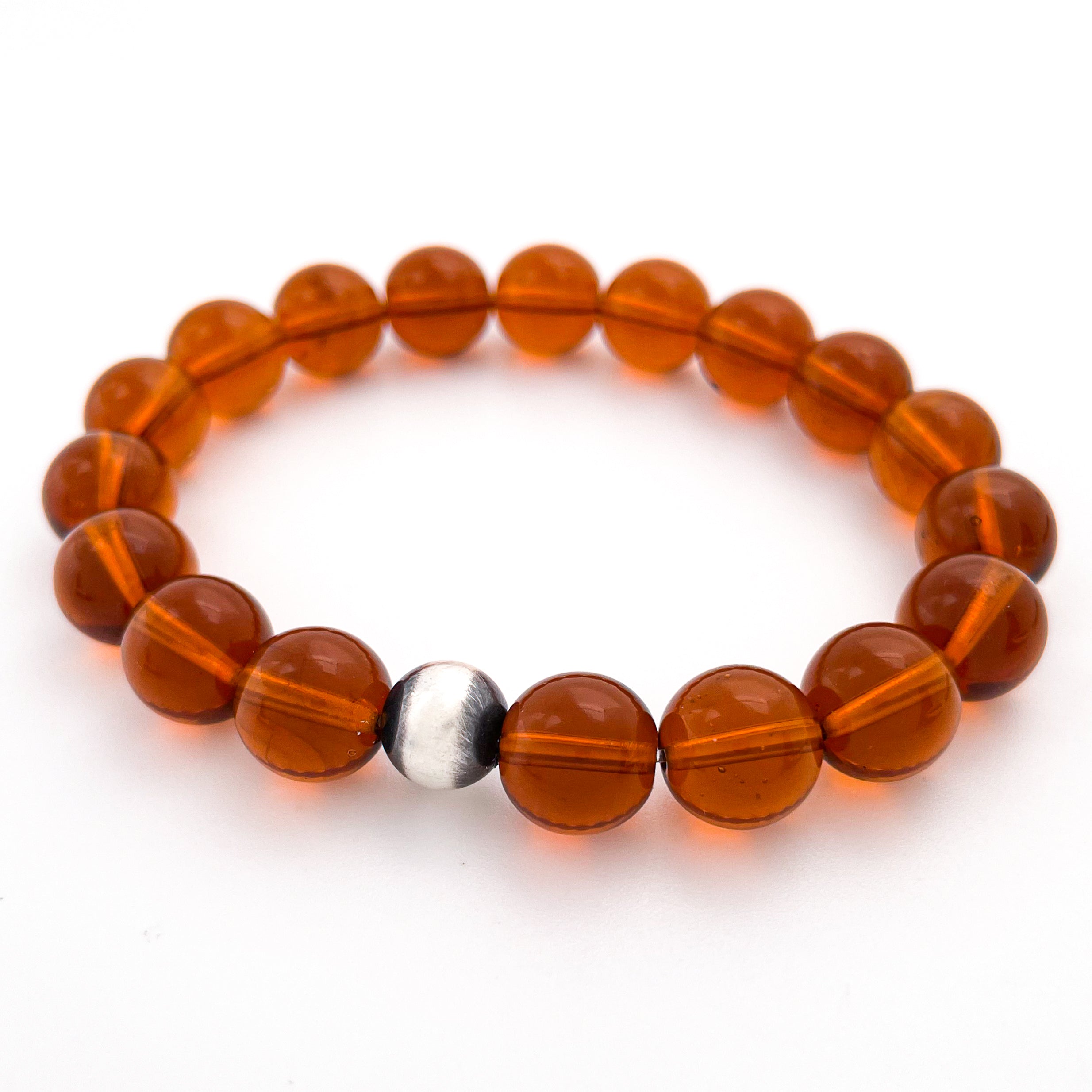 Amber Glass Sutton Bracelet |Transparent Amber Glass Beads | Scripted Jewelry