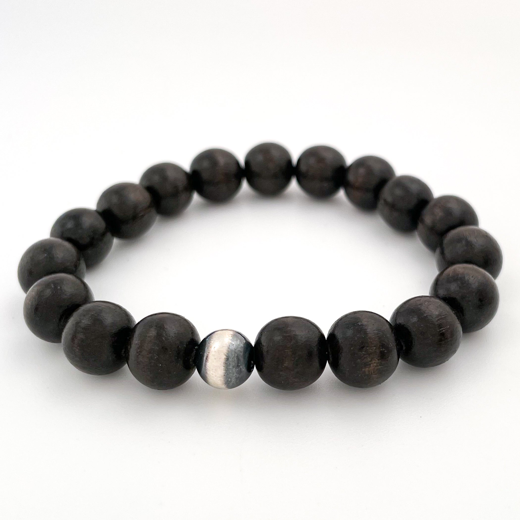 Ebony Wood Sutton Bracelet | Dark Wooden Beads | Scripted Jewelry