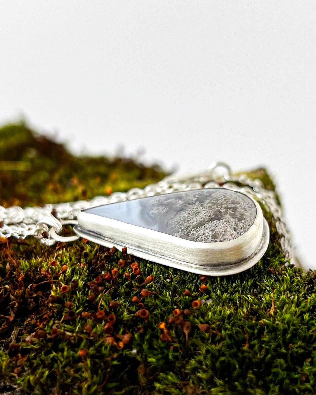 Moss Agate Teardrop Necklace