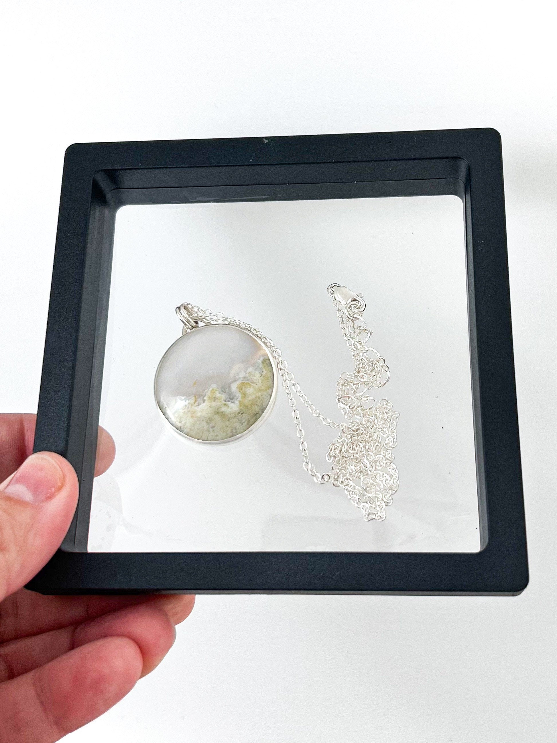 Fern Engraved Moss Agate Necklace