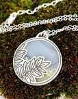 Fern Engraved Moss Agate Necklace