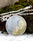 Fern Engraved Moss Agate Necklace