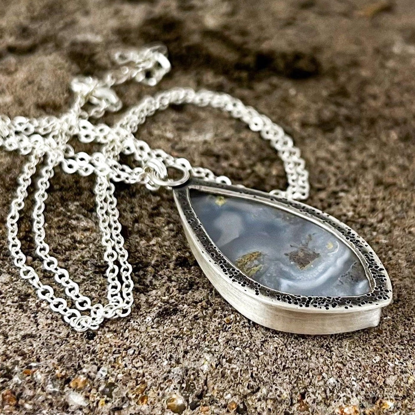 Freeform Moss Agate Slice Necklace