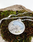 Fern Engraved Moss Agate Necklace