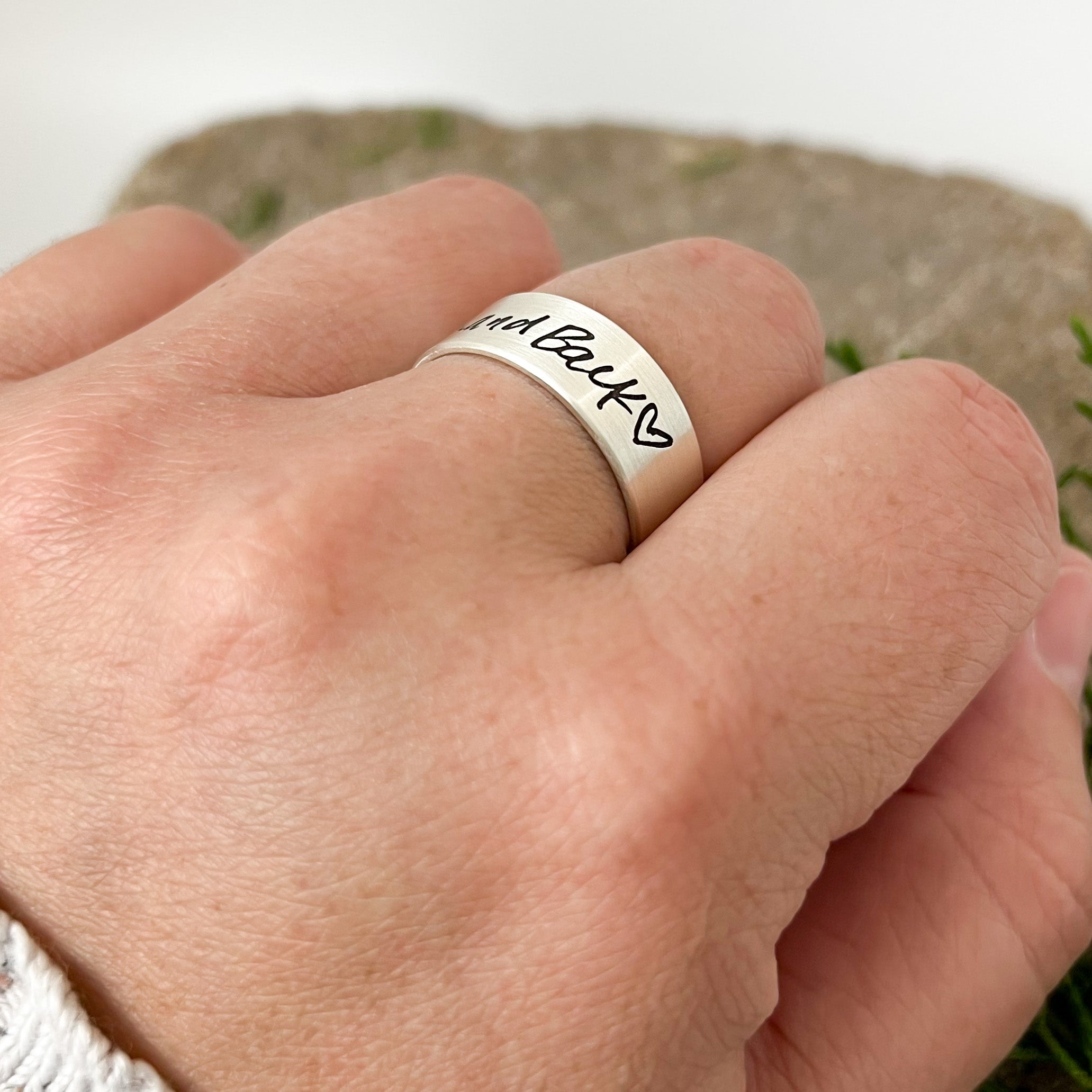 Avery Ring | Thick Sterling Silver Memorial Ring | Personalized With Your Own Handwriting, Signatures and Fingerprints| Unisex | Scripted Jewelry