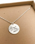 Leah Necklace | Small Round Handwriting Pendant Engraved WIth Your Own Signatures, Doodles and Fingerprints | House of Jaco