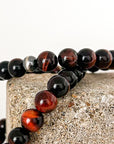 Red Tiger's Eye Sutton Bracelet | Sterling Silver | Genuine Gemstone | Stacking Stretch Bead Bracelet | Gift for Her | House of Jaco 