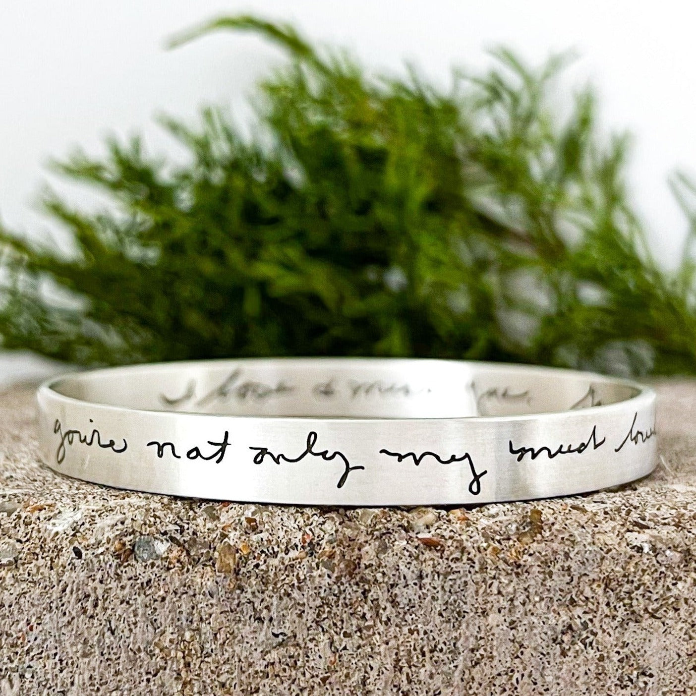 Esme Bangle | Thick Sterling Silver Bracelet Personalized With Your Own Handwriting, Signatures and Fingerprints | Scripted Jewelry