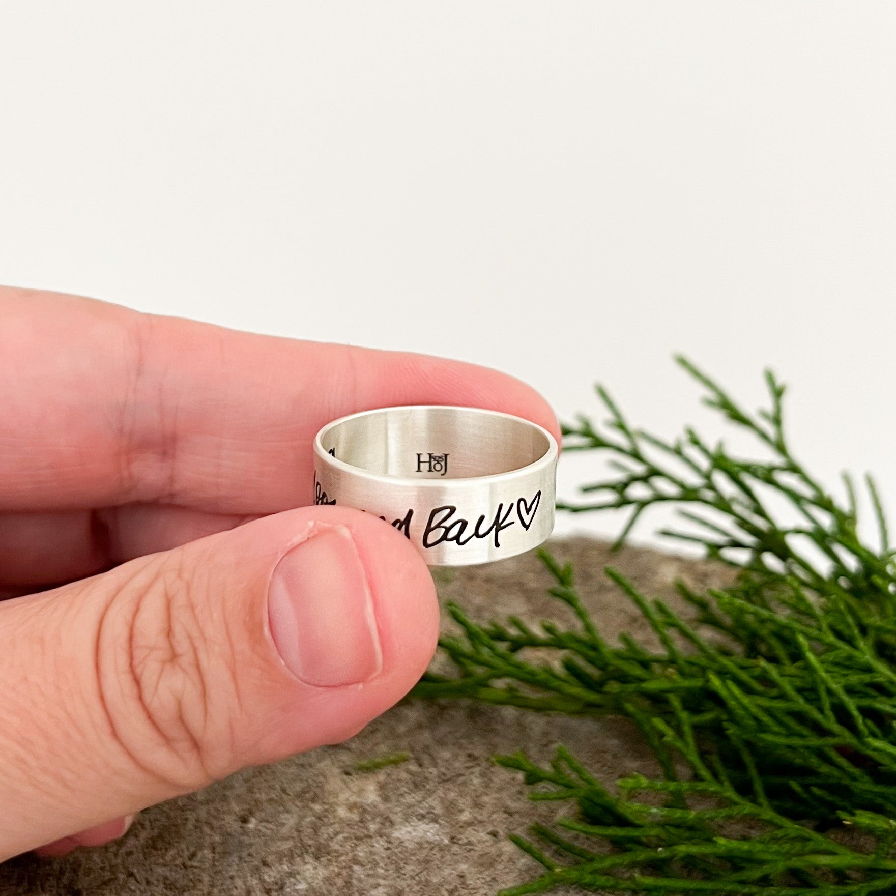 Avery Ring | Thick Sterling Silver Memorial Ring | Personalized With Your Own Handwriting, Signatures and Fingerprints| Unisex | Scripted Jewelry