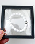 Sutton Bracelet | Bright White Glass Beads | Unisex Healing Crystal | Gemstone Stretch Bracelet | House of Jaco | Scripted Jewelry