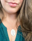 Casey Necklace | Memorial Necklace Engraved With Your Writing, Fingerprints and Doodles | Large Oval Shaped | Scripted Jewelry | House of Jaco