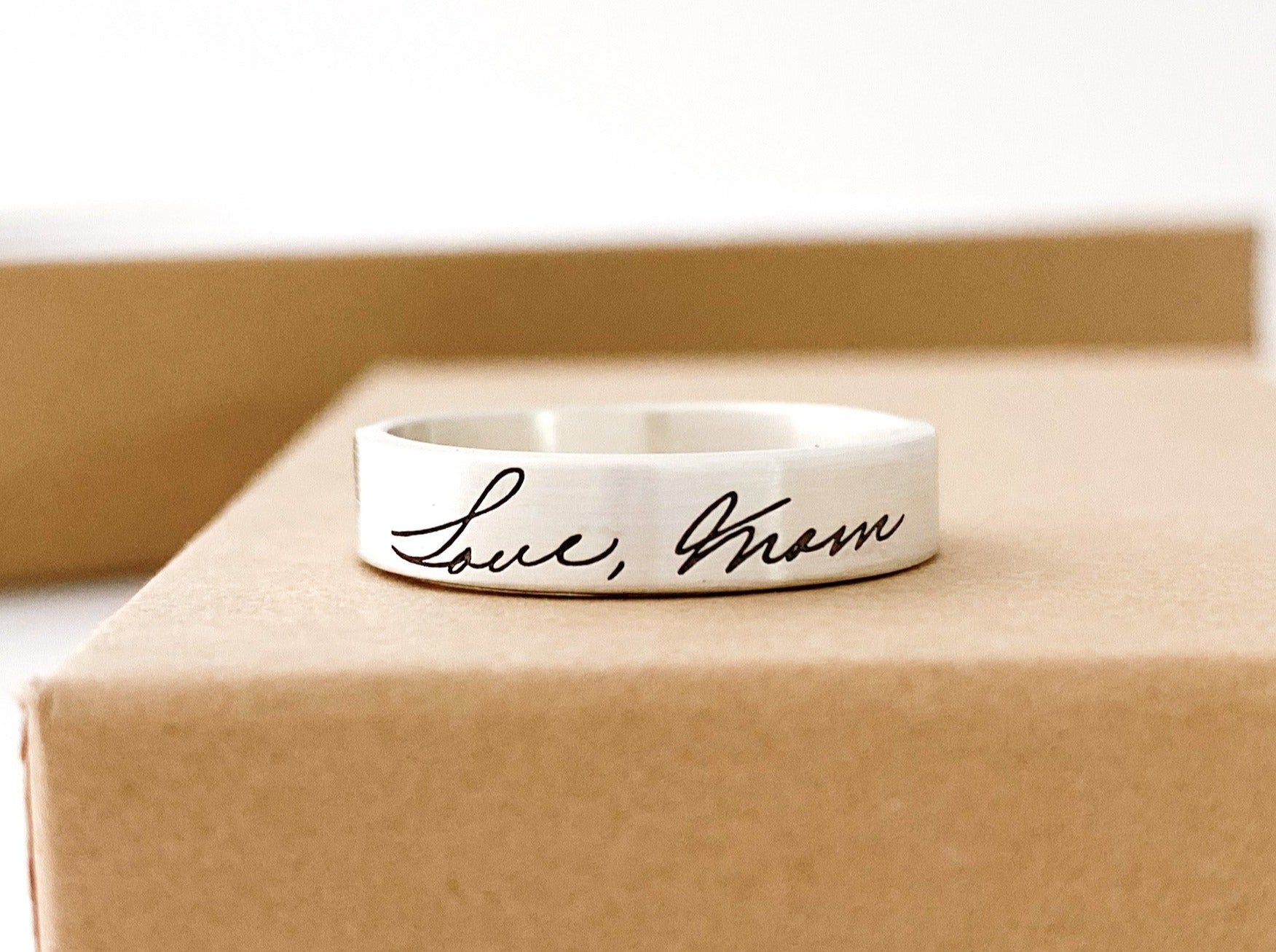 Willow Ring | Thin Sterling Silver Memorial Ring | Personalized With Your Own Handwriting, Signatures and Fingerprints| Unisex | House of Jaco