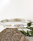 Esme Bangle | Thick Sterling Silver Bracelet Personalized With Your Own Handwriting, Signatures and Fingerprints | Scripted Jewelry