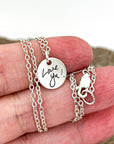 Madison Necklace | Tiny Round Handwriting Pendant | Engraved WIth Your Own Signatures, Doodles and Fingerprints | House of Jaco