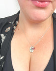 Snowdrop Necklace | Birth Flower Pendant | Oxidized Sterling Silver | Deep Red Genuine Garnet Birthstone | House of Jaco
