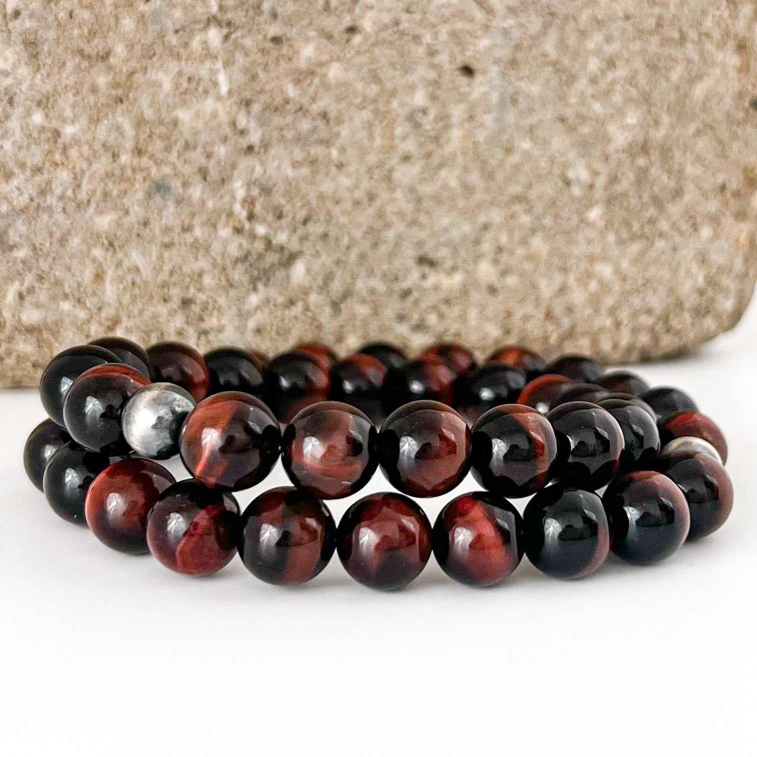 Red Tigereye Sutton Bracelet | Sterling Silver | Genuine Gemstone | Stacking Stretch Bead Bracelet | Gift for Her | House of Jaco 