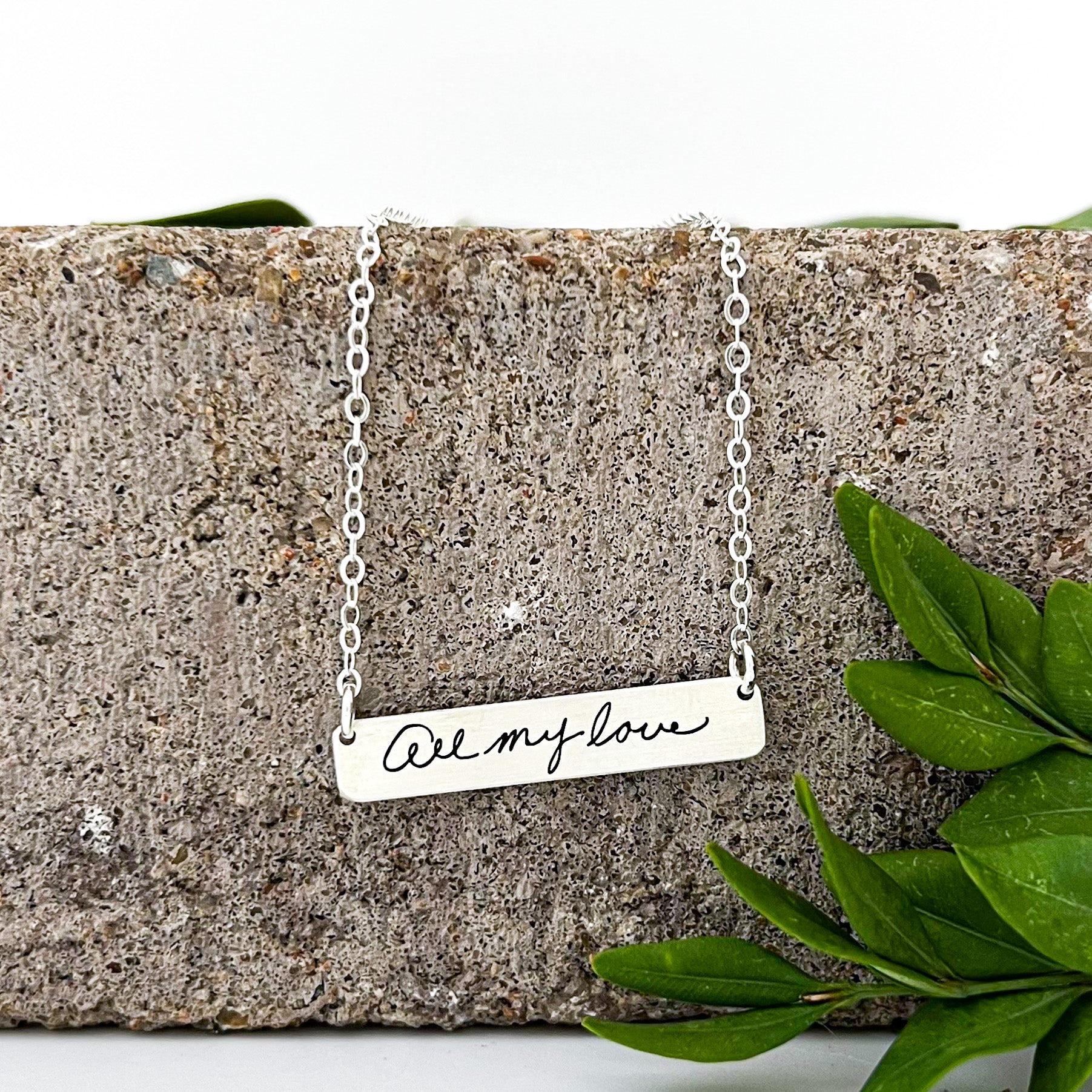 Mia Necklace | Minimal Bar Necklace | Memorial Jewelry Engraved With Your Writing, Fingerprints and Signatures | House of Jaco